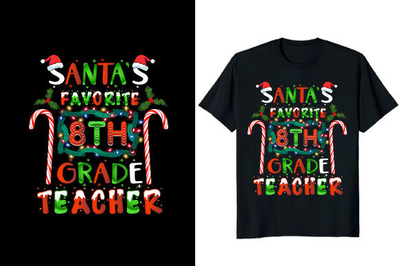 8th Grade Teacher Christmas T-Shirt – A Festive Graphic Design Asset for Local Business Branding
