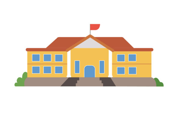 School Building Illustration Graphics