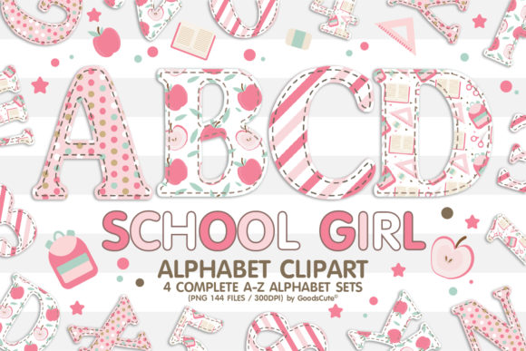 School Gril Alphabet Letters Graphics