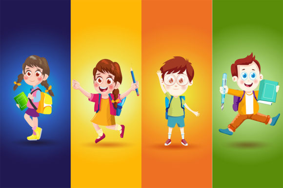 School Kids Illustration Vector Design