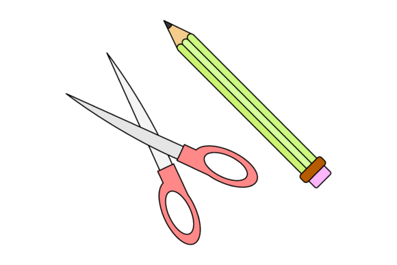 School Pencil Scissor Fill Line Icon-131